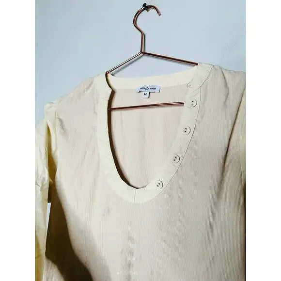 AREA STARS Off White Knit Sweater Scoop Neck Puff Long Sleeves Sweater Size M - Picture 9 of 10